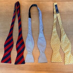 Bow Tie Lot Striped and Patterned Bow Tie Trio. the Tie Bar, Pensee. Silk.